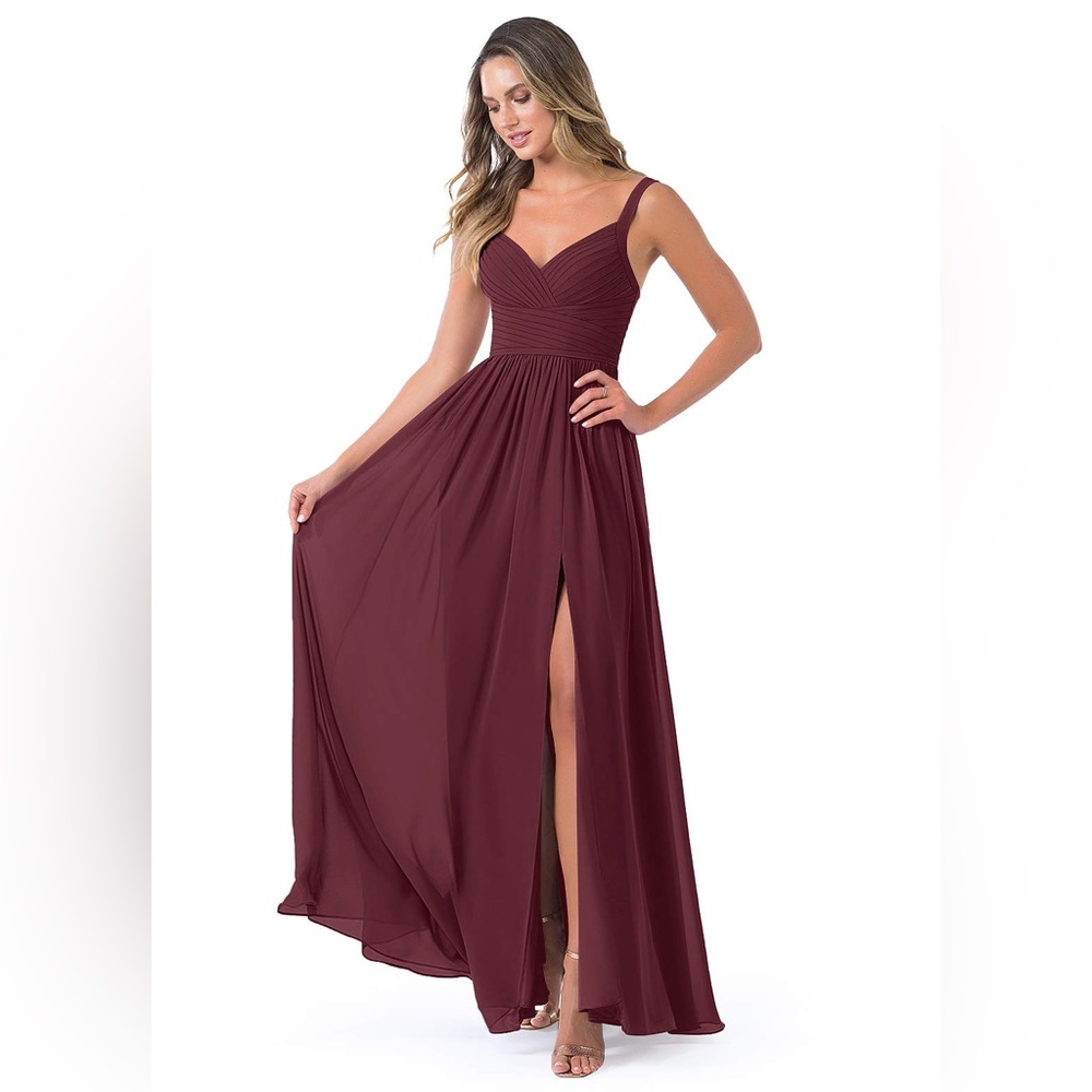 AZAZIE Chanel Wine Maroon Red Floor Length Bridesmaid Formal Dress *FREE gift* - Picture 5 of 13